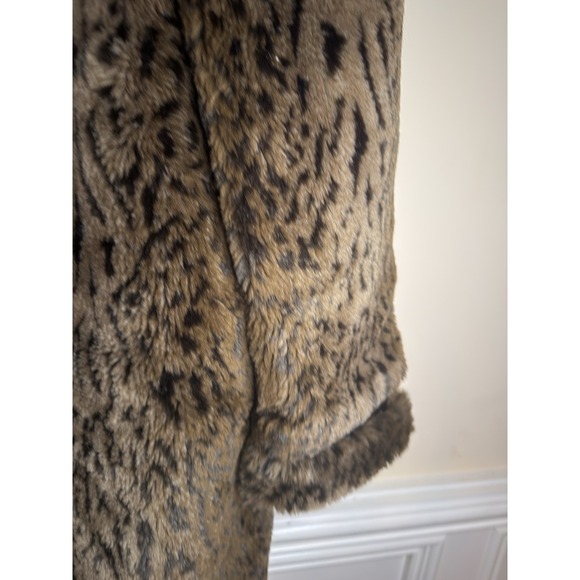 MONTEREY FASHIONS LEOPARD PRINT FAUX FUR COAT SHAWL COLLAR Long Coat Size 14 - Picture 14 of 14